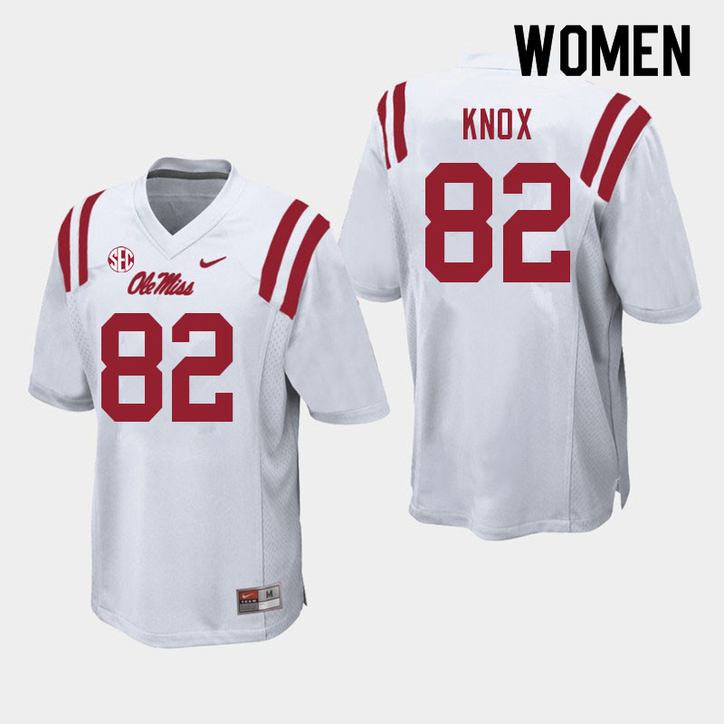 Luke Knox Ole Miss Rebels NCAA Women's White #82 Stitched Limited College Football Jersey WBV7458OS
